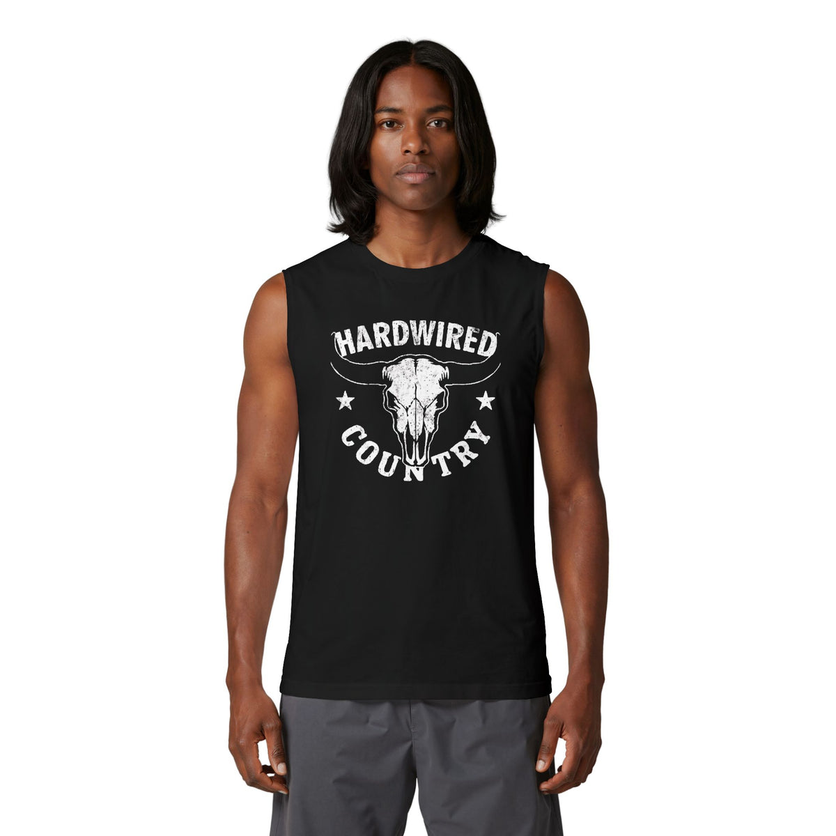 Hardwired Country Bull Skull Muscle Tank — Country Radio Tank Top