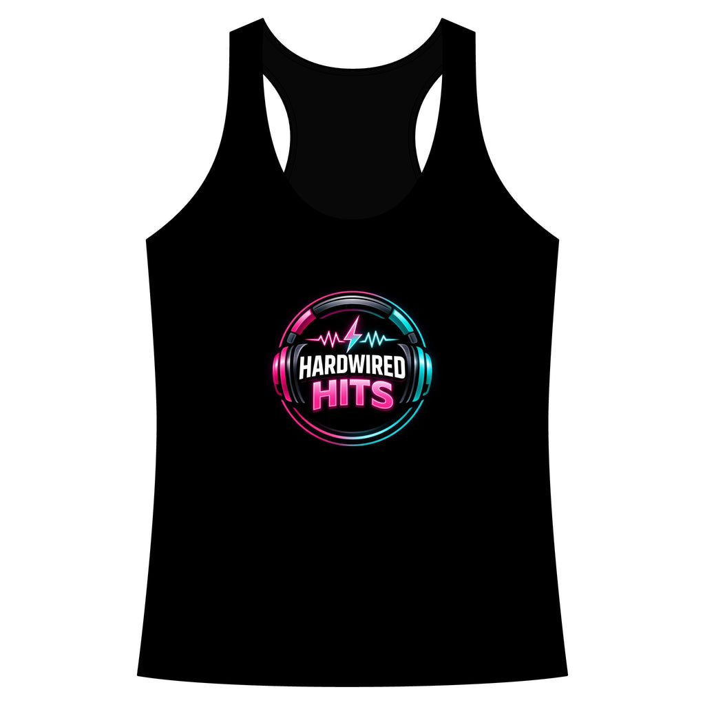Racerback Tank — Hardwired Hits Neon DJ Music Logo Women's Tank Top